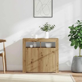 vidaXL Ντουλάπι με LED Αρτισιανή Δρυς 80 x 35 x 75 εκ. Επεξ. Ξύλο