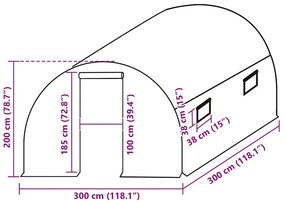 vidaXL Κάλυμμα Θερμοκηπίου Ανταλλακτικό Πράσινο (9 μ²) 300x300x200εκ