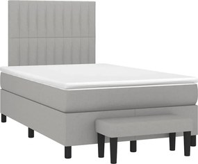 vidaXL Κρεβάτι Boxspring με Στρώμα Ανοιχτό Γκρι 120x190 εκ. Υφασμάτινο