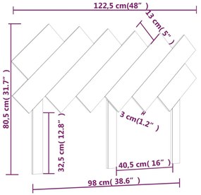 Κεφαλάρι Κρεβατιού Μελί 122,5x3x80,5 εκ. από Μασίφ Ξύλο Πεύκου - Καφέ