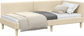 vidaXL Κρεβάτι Γωνίας Κρεμ 90 x 200 cm Ύφασμα
