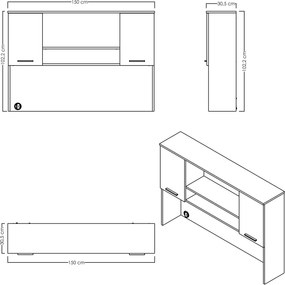 Σύνθεση Γραφείου Ξύλο / Λευκό Δρυς DESECRE 150x30.5x102.2
