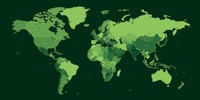 Εικόνα σε φελλό λεπτομερής παγκόσμιος χάρτης σε πράσινο χρώμα - 100x50