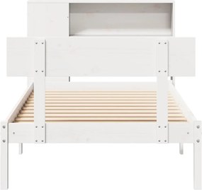 vidaXL Κρεβάτι Βιβλιοθήκη Χωρίς Στρώμα Λευκό 75x190 εκ Μασίφ Πεύκο
