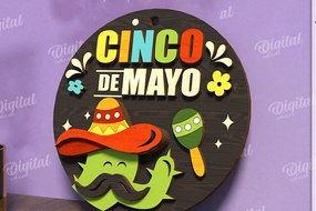 Intra απο ξύλο plywood 3mm-4mm πάχος - Cinco De Mayo Στρογγυλή πινακίδα κοπής με λέιζερ Δίασταση 30x20 cm INTRAFABR-119673772