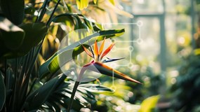 Intra Συλλεκτικό Ξύλινο Παζλ Plywood  4mm - Λουλούδι Bird of Paradise σε καταπράσινο τοπίο Σε Ξύλινο Κουτί - Διαστάσεις: 10x10 cm – 25 κομμάτια