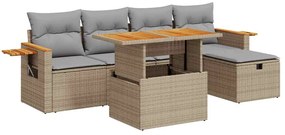 vidaXL Σετ Καναπέ Κήπου 6 τεμ. Μπεζ Συνθετικό Ρατάν με Μαξιλάρια