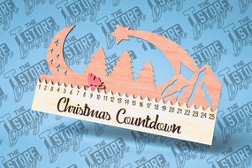 Σετ των 2 Intra απο ξύλο plywood 3mm-4mm πάχος Χριστουγεννιάτικη Αντίστροφη μέτρηση με Design Δίασταση 15x15 cm INTRAFABR-79767320