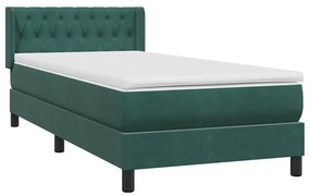 Box Spring κρεβάτι με στρώμα σκούρο πράσινο 100x220cm Βελούδινο - Πράσινο