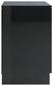 vidaXL Κομοδίνα 2 τεμ. Γυαλιστερό Μαύρο 38x35x56 εκ. από Μοριοσανίδα