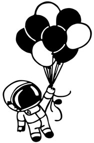 Διακοσμητικό Τοίχου Astronaut 899SKL2571 44x70cm Black Wallity Μέταλλο