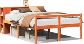 vidaXL Κρεβάτι Βιβλιοθήκη Χωρίς Στρώμα Καφέ 160x200 εκ Μασίφ Πεύκο