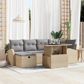vidaXL Σετ 7 τεμαχίων Καφέ Κήπου με Μαξιλάρια Μπεζ Πολυρατάν