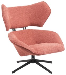 ARMCHAIR SWIVEL BRYLL  PINK BOUCLE-BLACK METAL BASE 86x90x97Hcm.