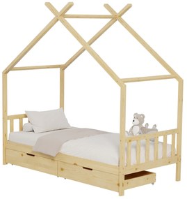 ΚΡΕΒΑΤΙ ΠΑΙΔΙΚΟ KLARICE HM680.01 τ.MONTESSORI-2 ΣΥΡΤΑΡΙΑ-ΞΥΛΟ ΠΕΥΚΟ ΦΥΣΙΚΟ-190x90εκ