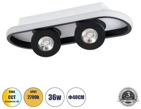 Φωτιστικό Οροφής LED CCT Κινούμενα Σποτ 36W Αλουμίνιο NESPO Globostar -61212-Μαύρο 61212