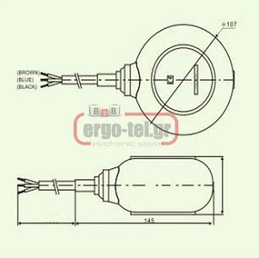 Φλοτέρ νερού πλακέ με καλώδιο PVC 10m IP68 HUTO HT-M15-10 10Α