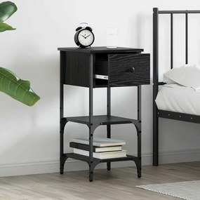 vidaXL Κομοδίνο με συρτάρι 2 pcs Μαύρη δρυς 34 x 36 x 70 εκ