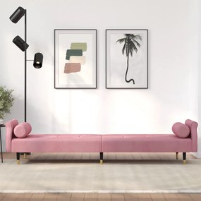 vidaXL Καναπές Κρεβάτι Ροζ Βελούδινος με Μαξιλάρια