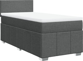 vidaXL Κρεβάτι Boxspring με Στρώμα Σκούρο Γκρι 100x200 εκ. Υφασμάτινο
