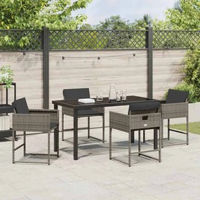 vidaXL Σέτ φαγητού για κήπο με μαξιλάρι 5 pcs Γκρι Πολυ ράταν