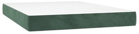 vidaXL Κρεβάτι Boxspring με Στρώμα Σκούρο Πράσινο 140x190εκ. Βελούδινο