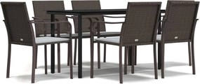 vidaXL Σετ Τραπεζαρίας Κήπου 7 τεμ. Συνθ. Ρατάν / Ατσάλι με Μαξιλάρια