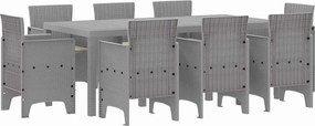 vidaXL Σέτ φαγητού για κήπο 9 pcs Ανοιχτό γκρι Πολυπροπυλένιο