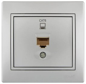 Lezard Πρίζα RJ45 1X8P με 1 Έξοδο Cat 6 Ασημί Mira (Πλήρης) 701.1010140