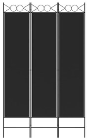 Διαχωριστικό Δωματίου με 3 Πάνελ Μαύρο 120x200 εκ. από Ύφασμα - Μαύρο