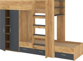 Παιδικό Κρεβάτι Κουκέτα NEMO Tacho/Ανθρακί 276x176x101cm