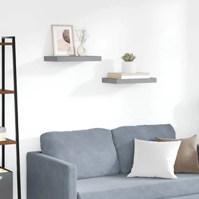 vidaXL Ράφια Τοίχου 2 τεμ. Γκρι 40x23,5x3,8 εκ. MDF
