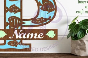 Intra απο ξύλο plywood  Χρώμα wenge 3mm-4mm πάχος - Μονόγραμμα Fish Capital Letter P Δίασταση 30x20 cm INTRAFABR-106120640