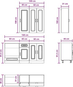 vidaXL Μονάδα κουζίνας KALMAR 5 pcs Μαύρο Επεξεργασμένο Ξύλο