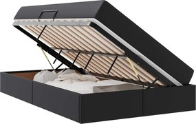 vidaXL Κρεβάτι με αποθηκευτικό χώρο και στρώμα 2 pcs Μαύρο Δέρμα