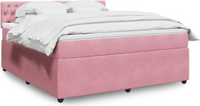vidaXL Κρεβάτι Boxspring με Στρώμα Ροζ 180x200 εκ. Βελούδινο