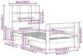 Σκελετός Κρεβ. Χωρίς Στρώμα Καφέ Κεριού 90x190 εκ Μασίφ Πεύκο - Καφέ