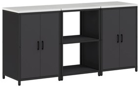 vidaXL Σετ Αποθήκευσης Κουζίνας με ράφι 3 pcs Μαύρο 180 x 50 x 92 εκ.
