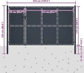 vidaXL Πόρτα Κήπου Ανθρακί 350x175 εκ. από Ατσάλι