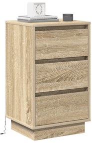 vidaXL Κομοδίνο με LED Καρυδιά Σονόμα 39x34,5x65 εκ. Επεξεργασμένο Ξύλο