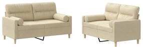 vidaXL Σετ Σαλονιού 2 Τεμαχίων Κρεμ Υφασμάτινο με Μαξιλάρια