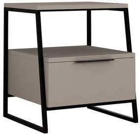 Κομοδίνο Johana pakoworld μαύρο-μόκα 45x40x50εκ