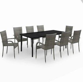 vidaXL Σετ Τραπεζαρίας Κήπου 9 Τεμαχίων Γκρι / Μαύρο