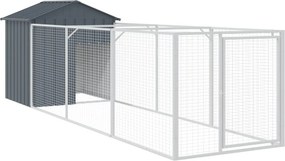 vidaXL Σπιτάκι Σκύλου με Οροφή Ανθρακί 117x405x123 εκ. Γαλβαν. Χάλυβας