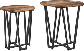 vidaXL Σετ βοηθητικά τραπεζάκια 2 pcs Φουσκωτό δρυς και Μαύρο