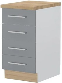 Επιδαπέδιο ντουλάπι Hudson R-45-4F-Λευκό - Γκρι - 45.00Χ60.00Χ88.00cm