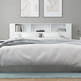 Κεφαλάρι Με Αποθ. Χώρο Γυαλιστερό Λευκό 200 x 18,5 x 104,5 εκ. - Λευκό