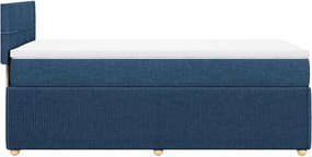 vidaXL Κρεβάτι Boxspring με Στρώμα Μπλε 90x200 εκ.Υφασμάτινο