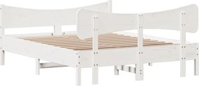 vidaXL Σκελετός Κρεβ. Χωρίς Στρώμα Λευκό 140x200 εκ Μασίφ Πεύκο