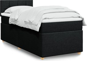 vidaXL Κρεβάτι Boxspring με Στρώμα Μαύρο Single Υφασμάτινα